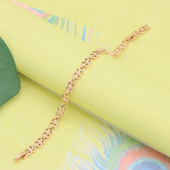 "Rose Gold Plated Heart Link Chain Bracelet in High Quality Brass, XPBL1089 - Picture 3 of 13